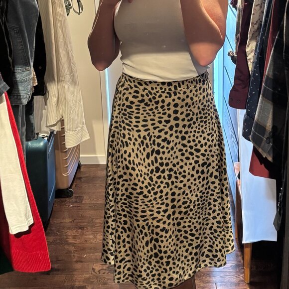 Silk-look A-line Gold Spotted Skirt size L - Picture 3 of 5